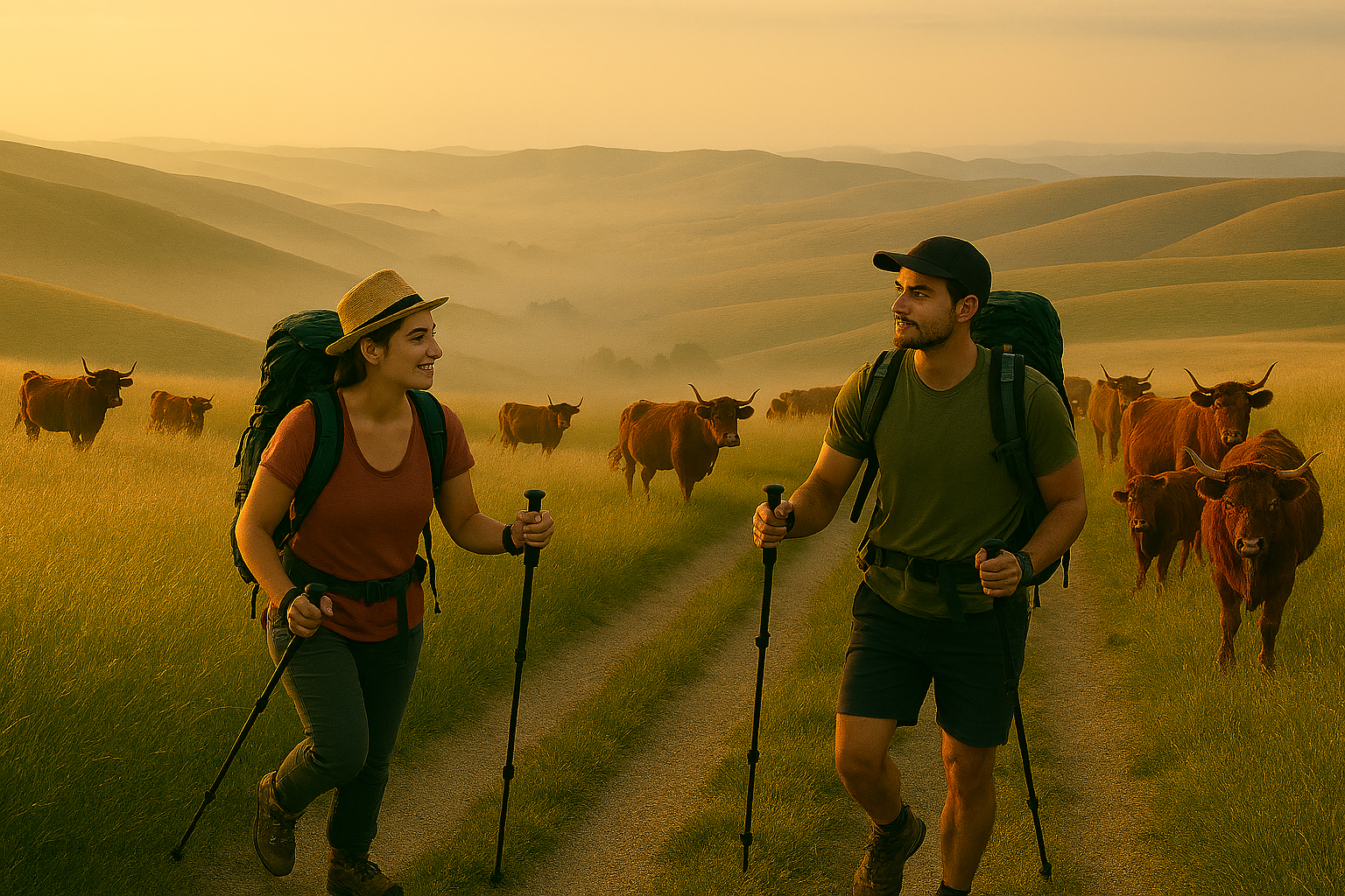 Randonneurs dans le Cézallier