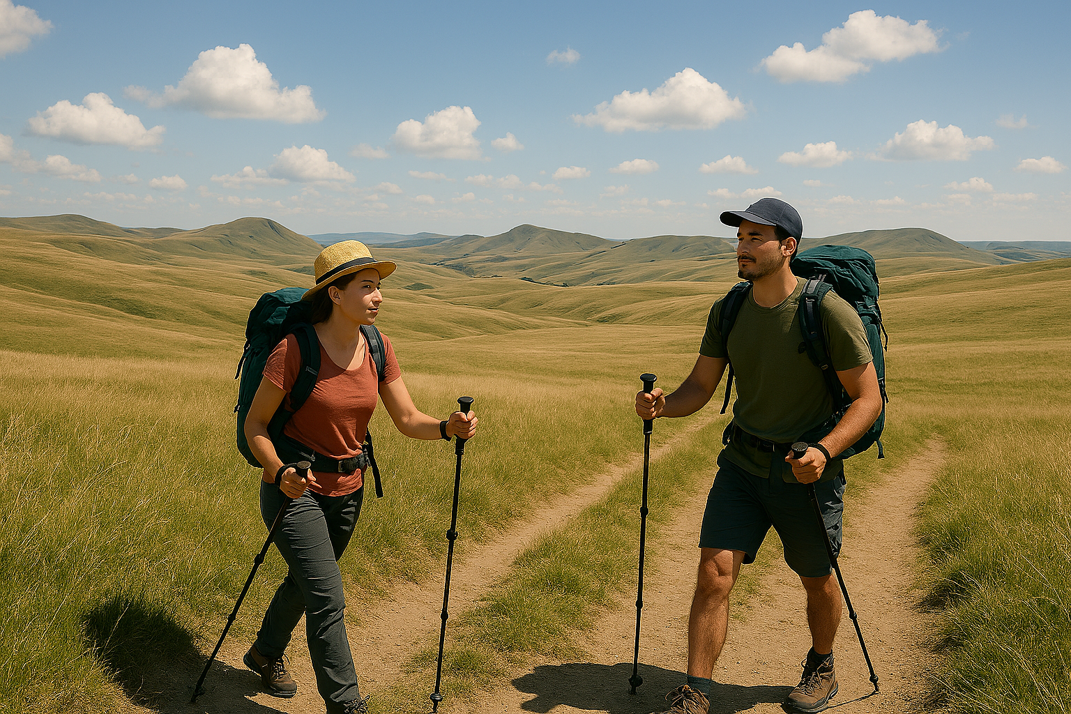 Randonneurs dans le Cézallier